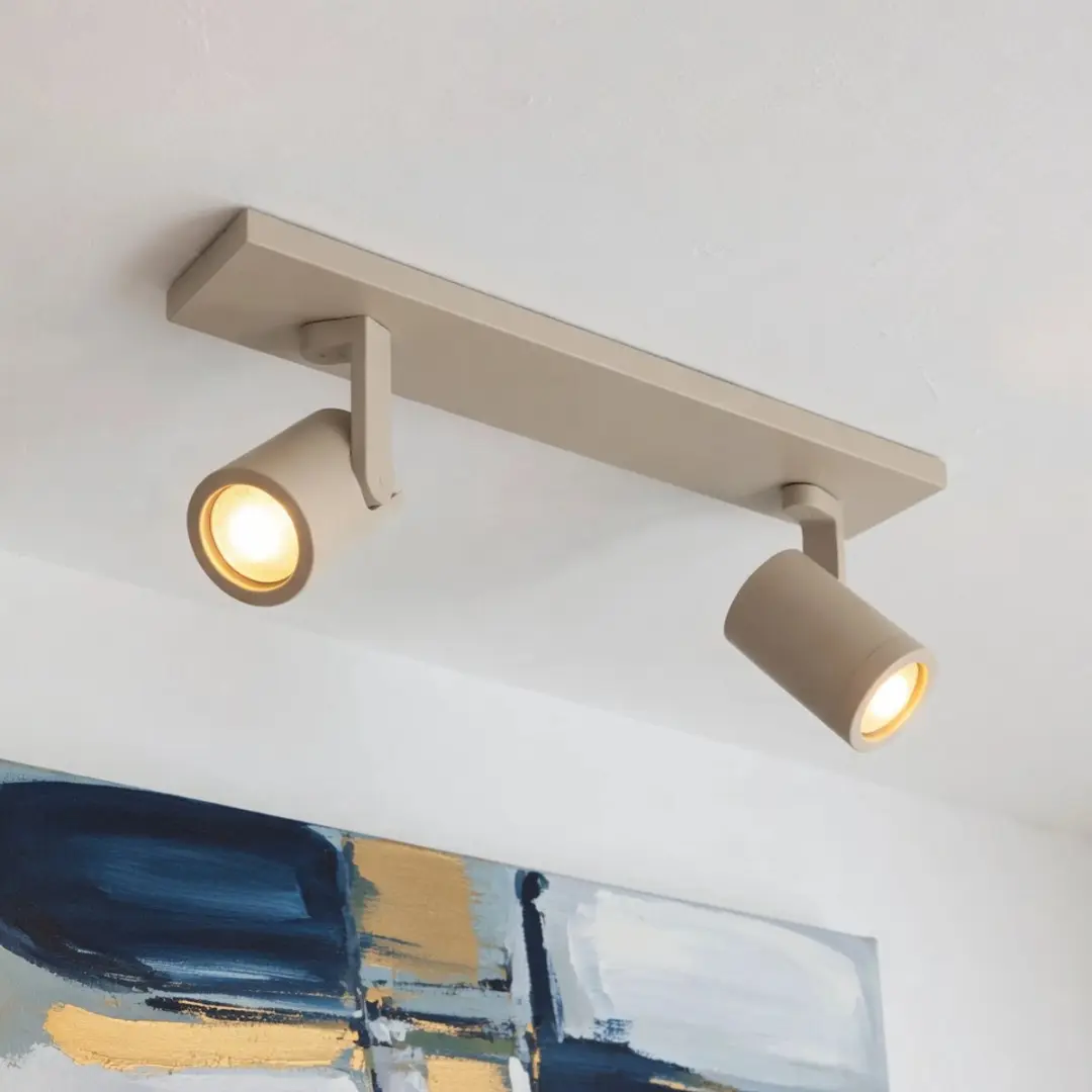 Highlight Spot HALO 2 Lichts Balk - 2x Warm Wit 35W - Beige