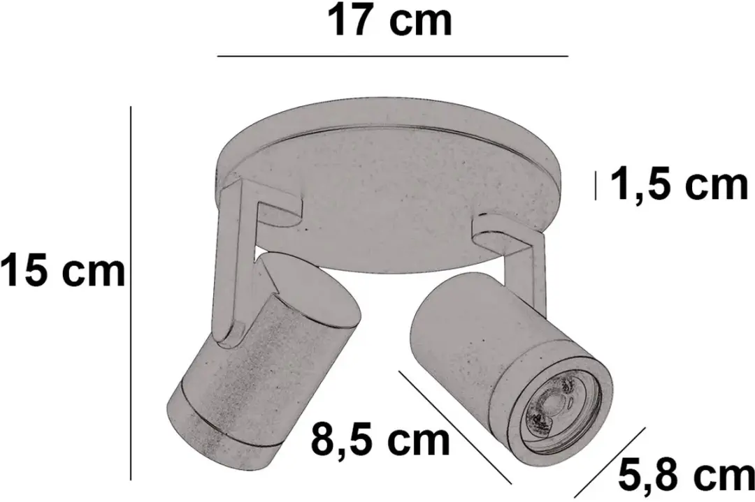 Highlight Aston Opbouwspot - 2x GU10 - Ø17cm - BronsZwart