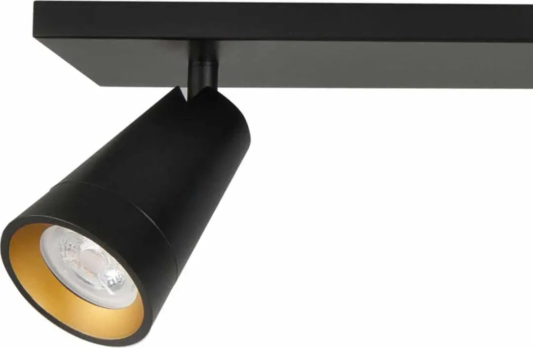 Highlight Opbouwspot Petunia GU10 - 3-voudig - 65cm - Zwart Goud Metaal