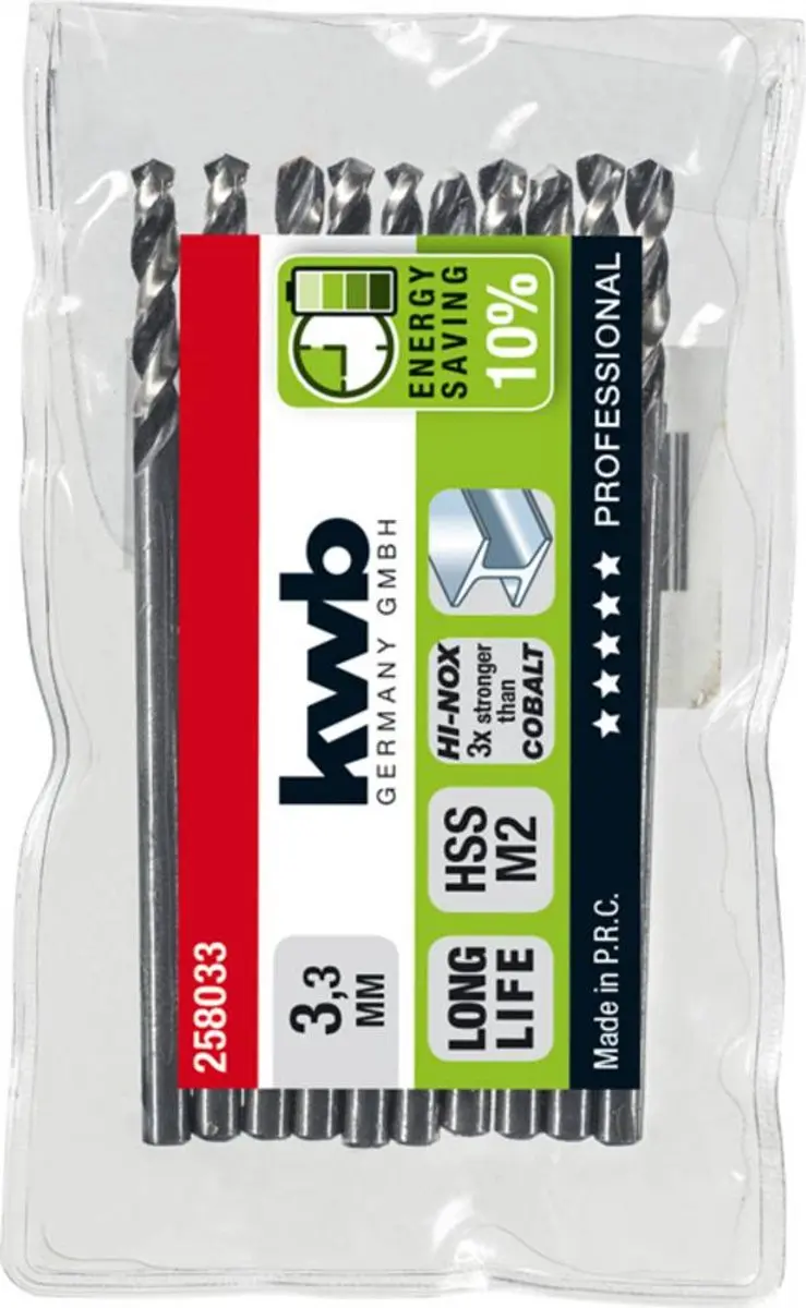 KWB HSS Spiraalboor 3.3mm M2 DIN 338 - Metaal