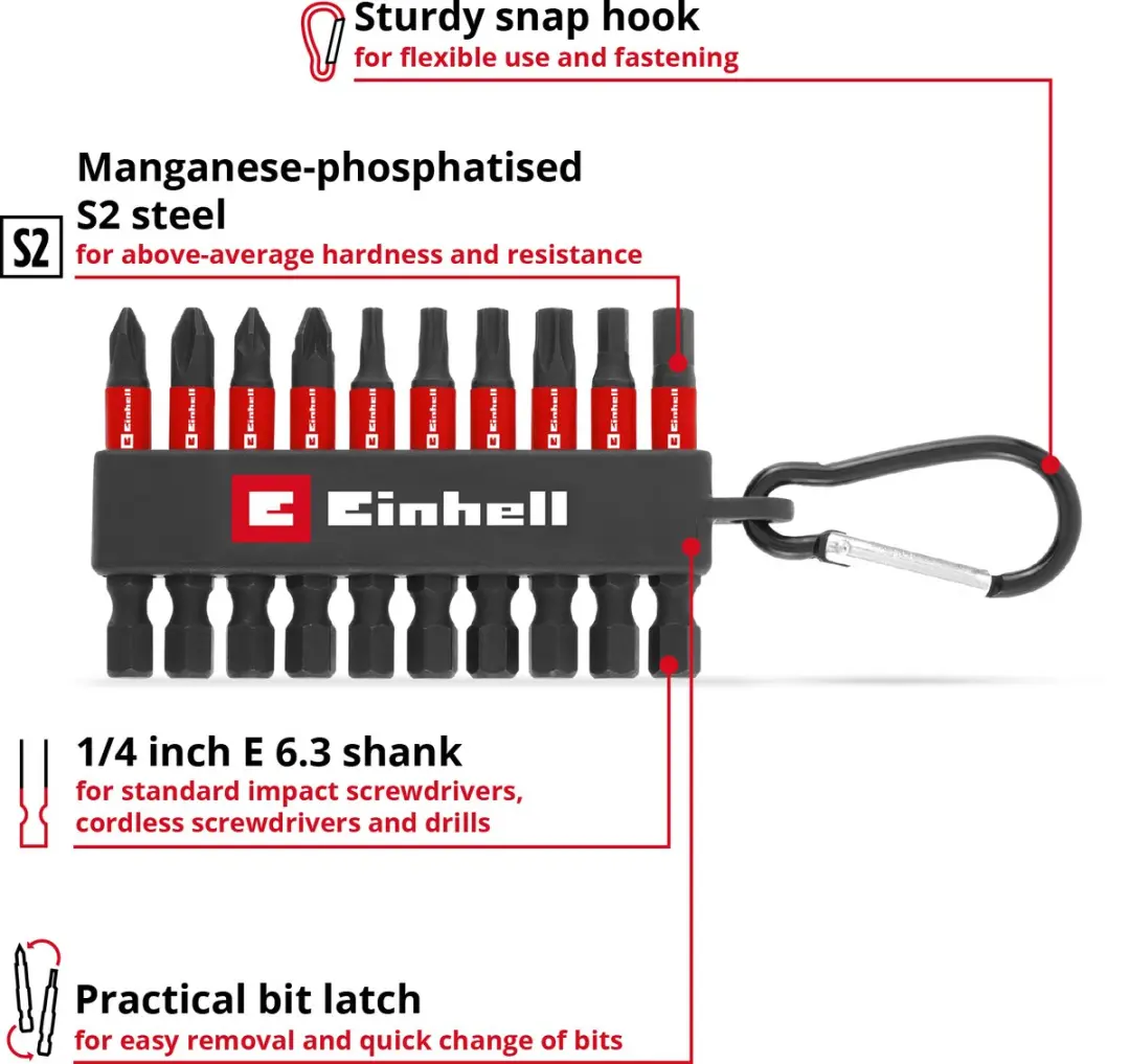 Einhell Slagbitset 10-delig - 50mm PH/PZ/T/H