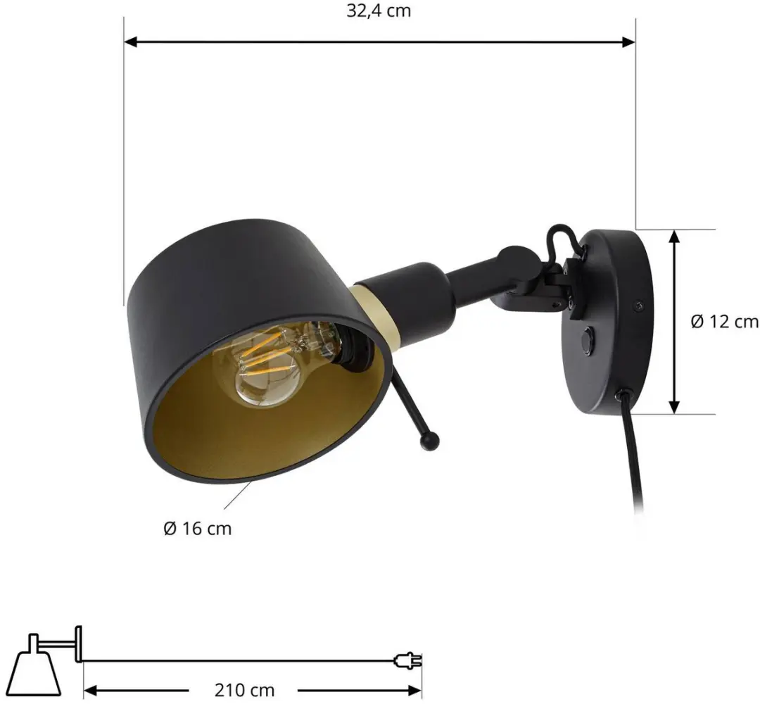 Lucande Wandlamp Metaal 1 Licht E27