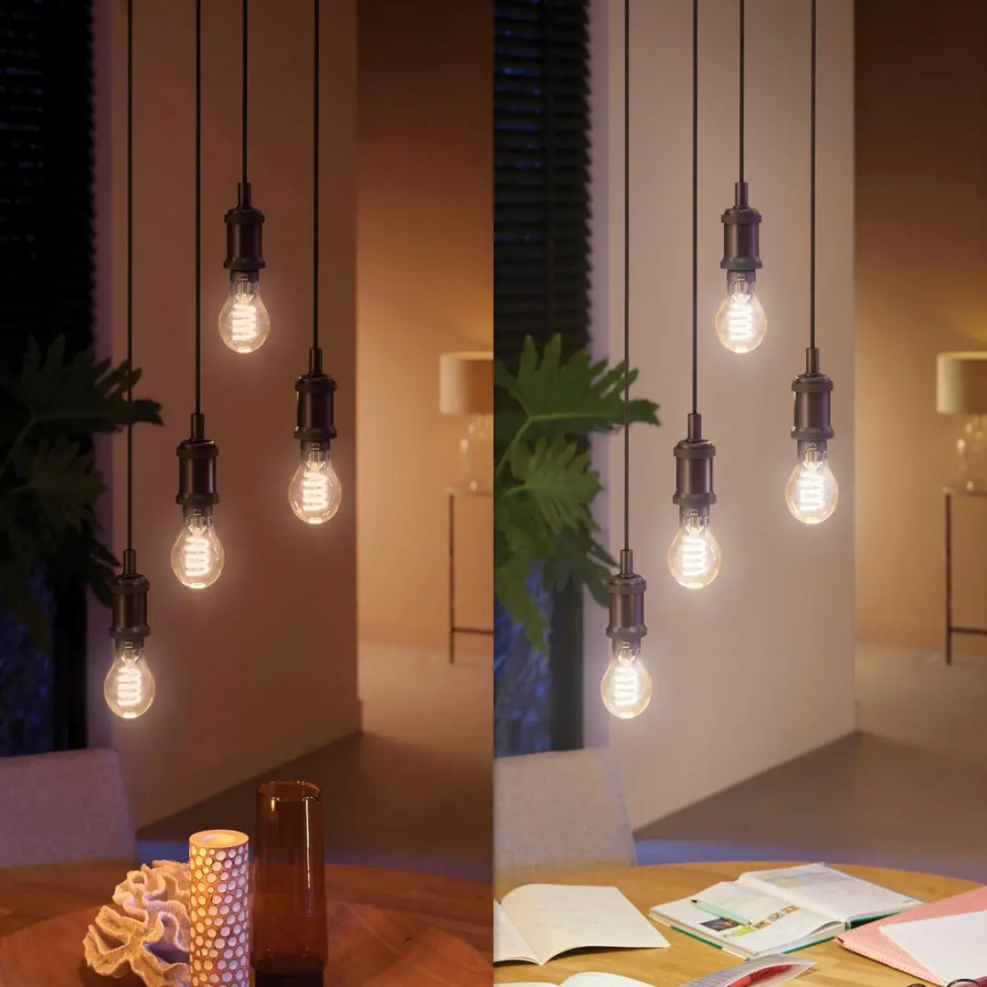 Philips Hue Starterset E27 - 3x Filamentlampen Warm tot Koelwit - Bridge Pro - Goud
