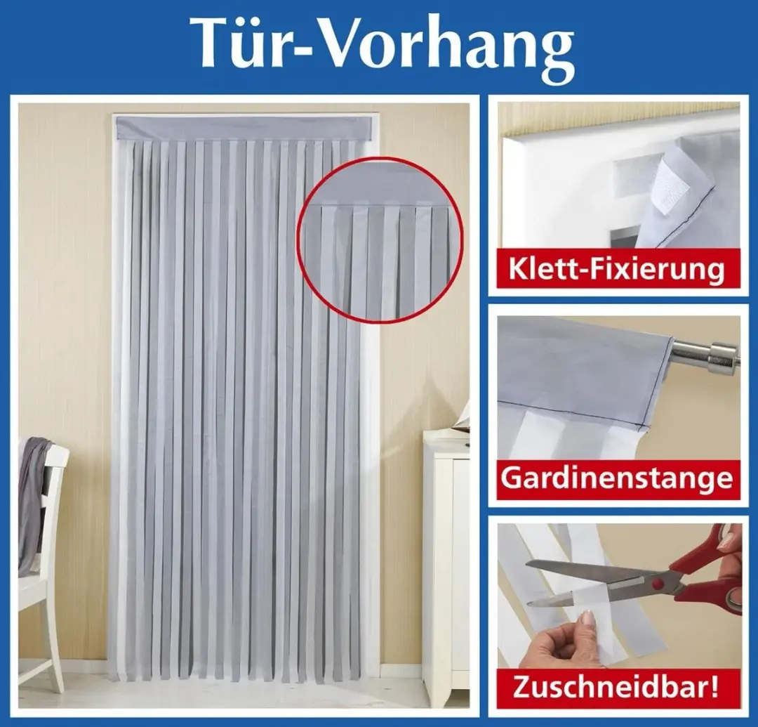 Wenko Vliegengordijn WF-895812 90x200cm - Grijs/Wit
