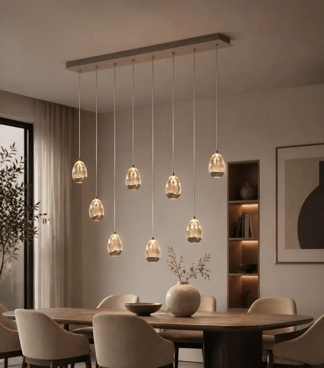 Highlight Hanglamp Egg 8 - 3 Lichtpunten 115x18cm Champagne