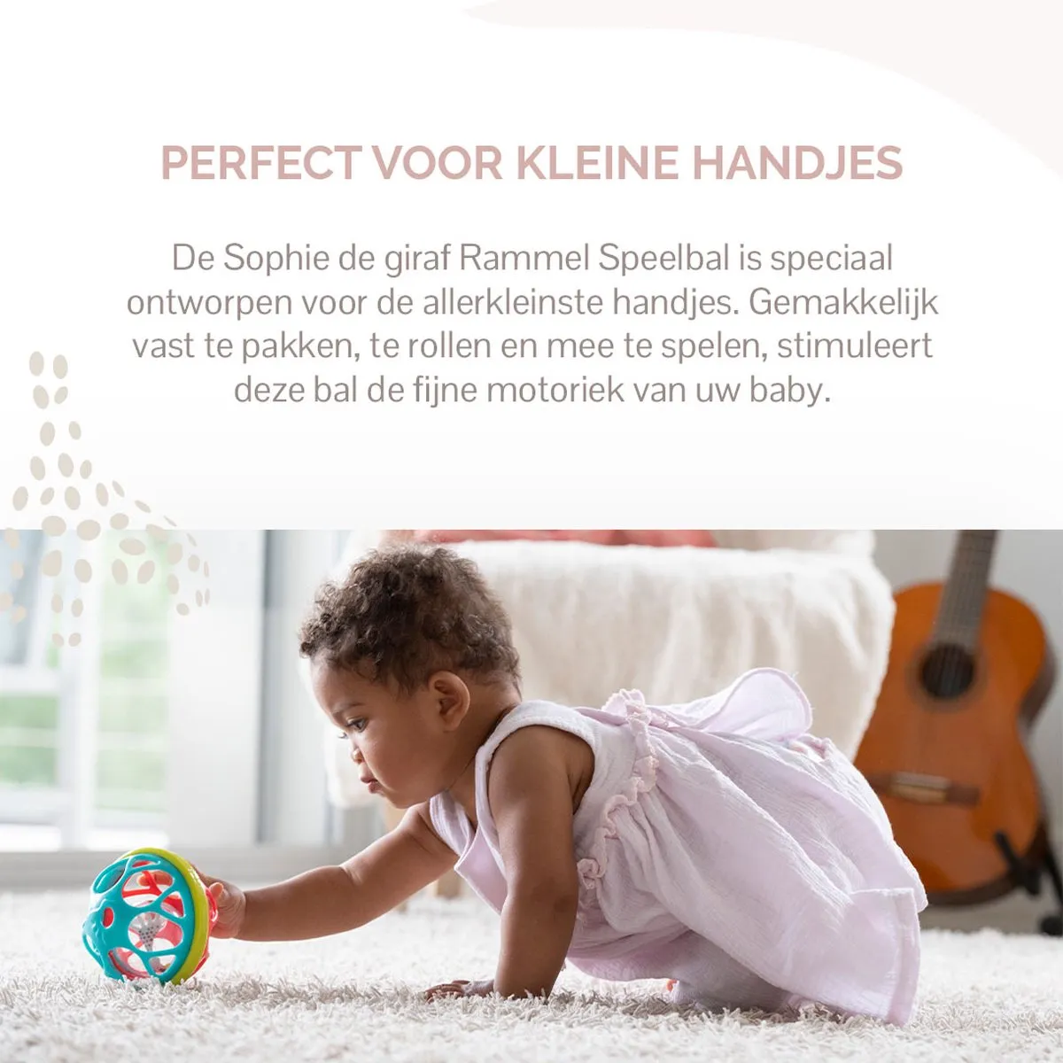 Sophie de Giraf Rammel Speelbal Ø11cm - Rood/Blauw/Groen