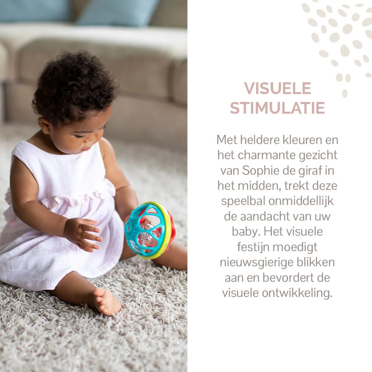 Sophie de Giraf Rammel Speelbal Ø11cm - Rood/Blauw/Groen