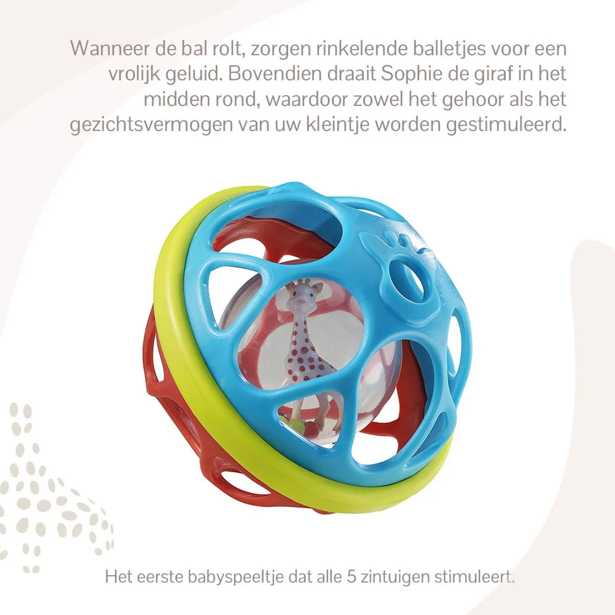 Sophie de Giraf Rammel Speelbal Ø11cm - Rood/Blauw/Groen