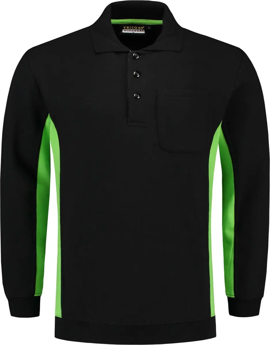 Tricorp Polo Sweater Bicolor 302001 - Maat L - Zwart/Turquoise