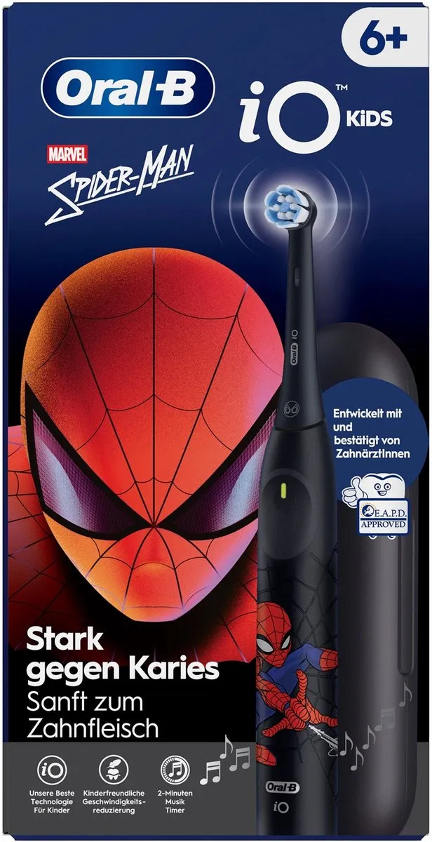 Oral-B iO Kids 6+ Marvel Spiderman Elektrische Tandenborstel - 3 standen - Druksensor - Zwart - afbeelding 6 van 6