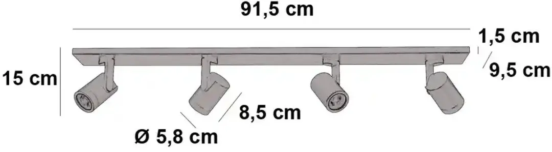 Highlight Spot HALO 4 Lichtsbalk 91cm - Warm Wit - Beige