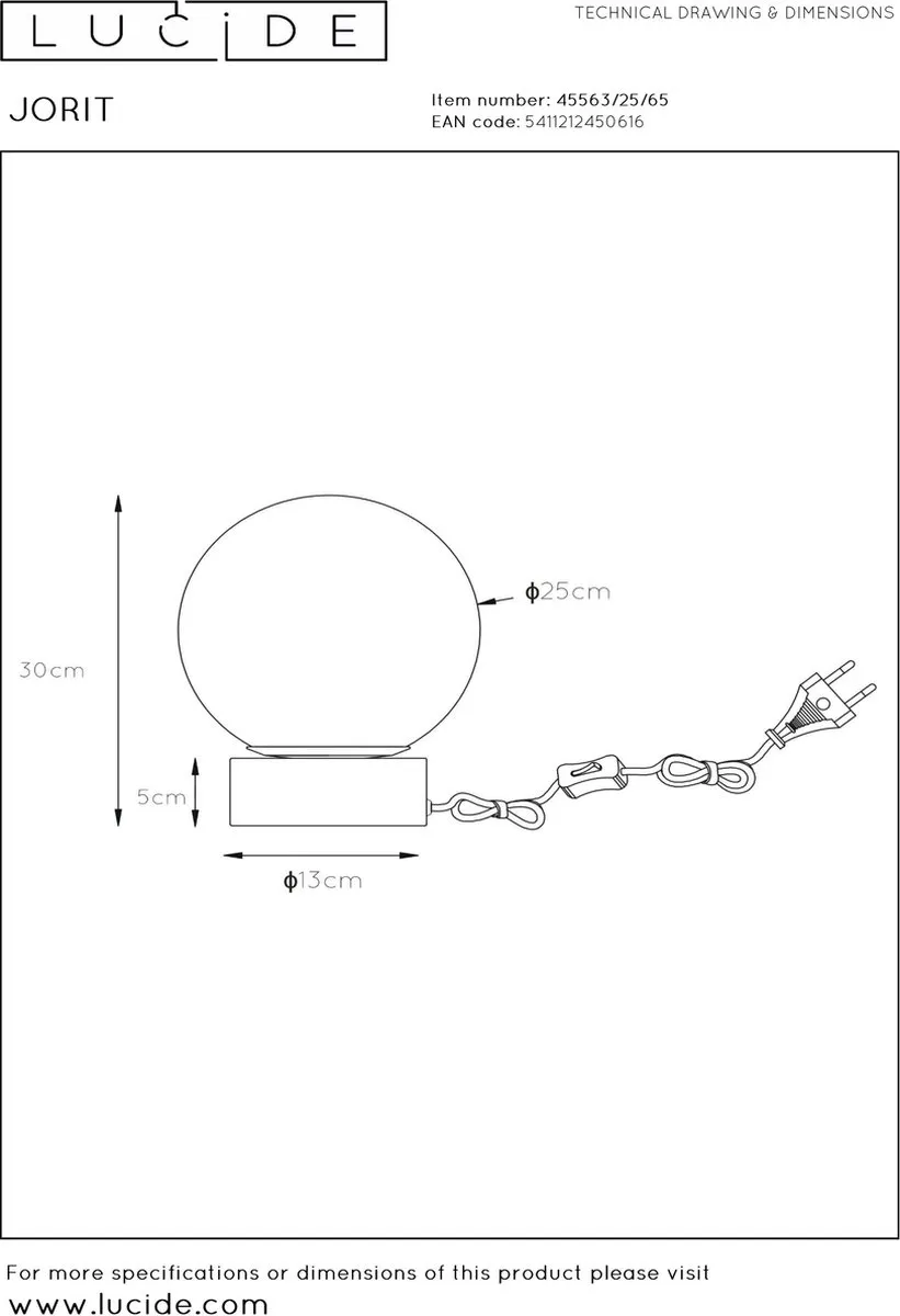 Lucide JORIT Tafellamp Ø25cm - Fumé - afbeelding 5 van 6