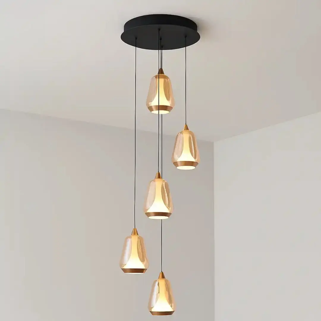 Highlight Tromba 5-lights Hanglamp - Ø30cm Amber/Zwart