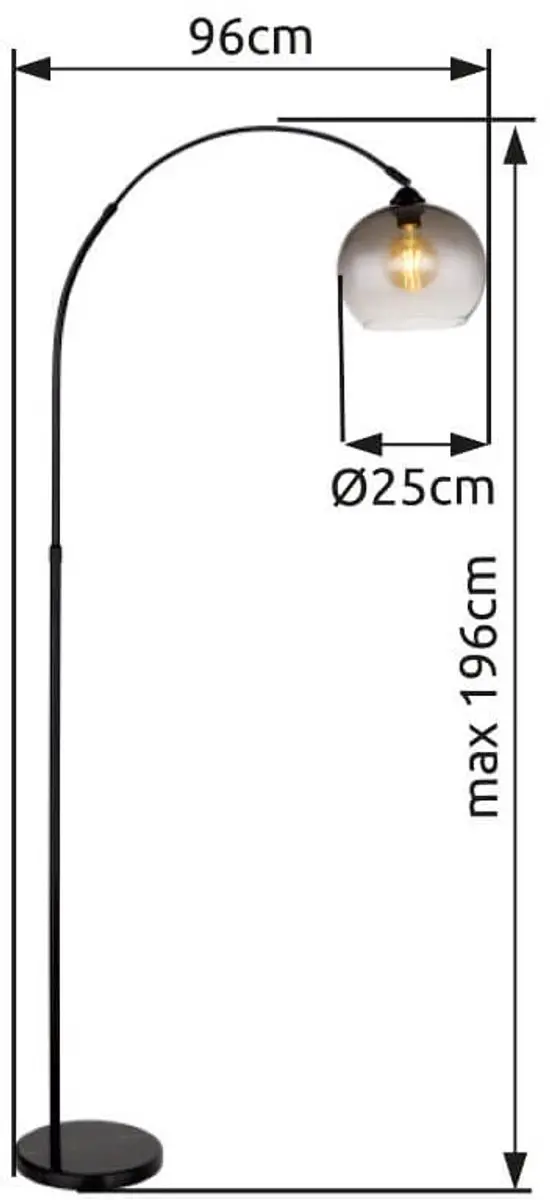 Globo Marco Vloerlamp 158cm - Matt zwart - 1 Lichtpunt