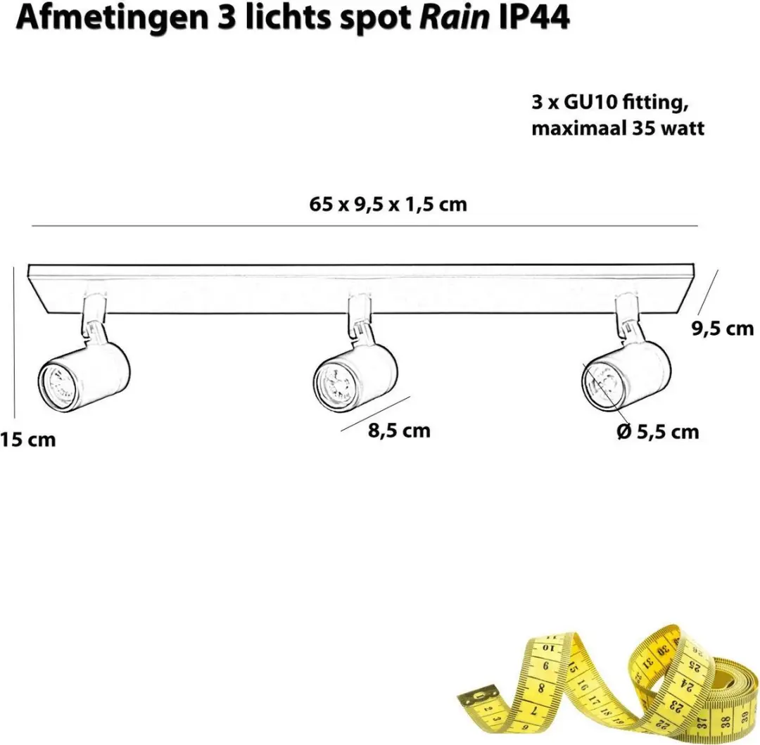 HighLight Spot Rain 3 Lichtsbalk - Mat Staal