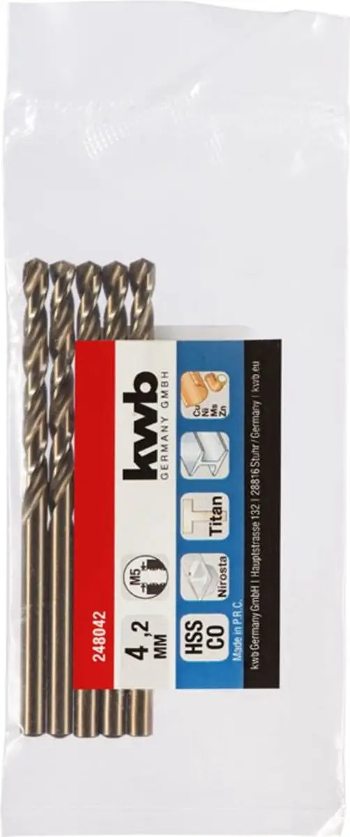KWB HSS-Co Spiraalboor 4.2mm M35 DIN 338 - Metaal