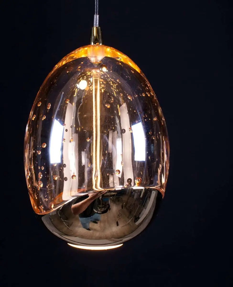 Highlight Hanglamp Golden Egg 1 Lichts - Amber Zwart