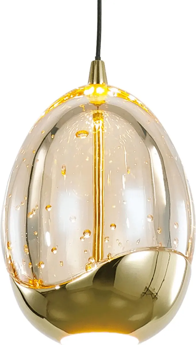 Highlight Hanglamp Golden Egg 1 Lichts - Amber Zwart