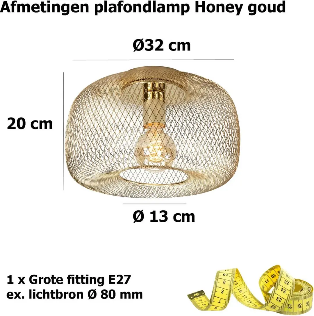 Highlight Honey Plafondlamp Ø32cm - Goud