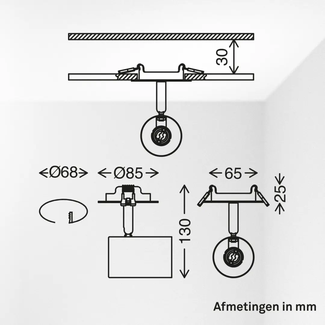 Briloner Alan Plafondspot GU10 - ∅8.5cm - Zwart