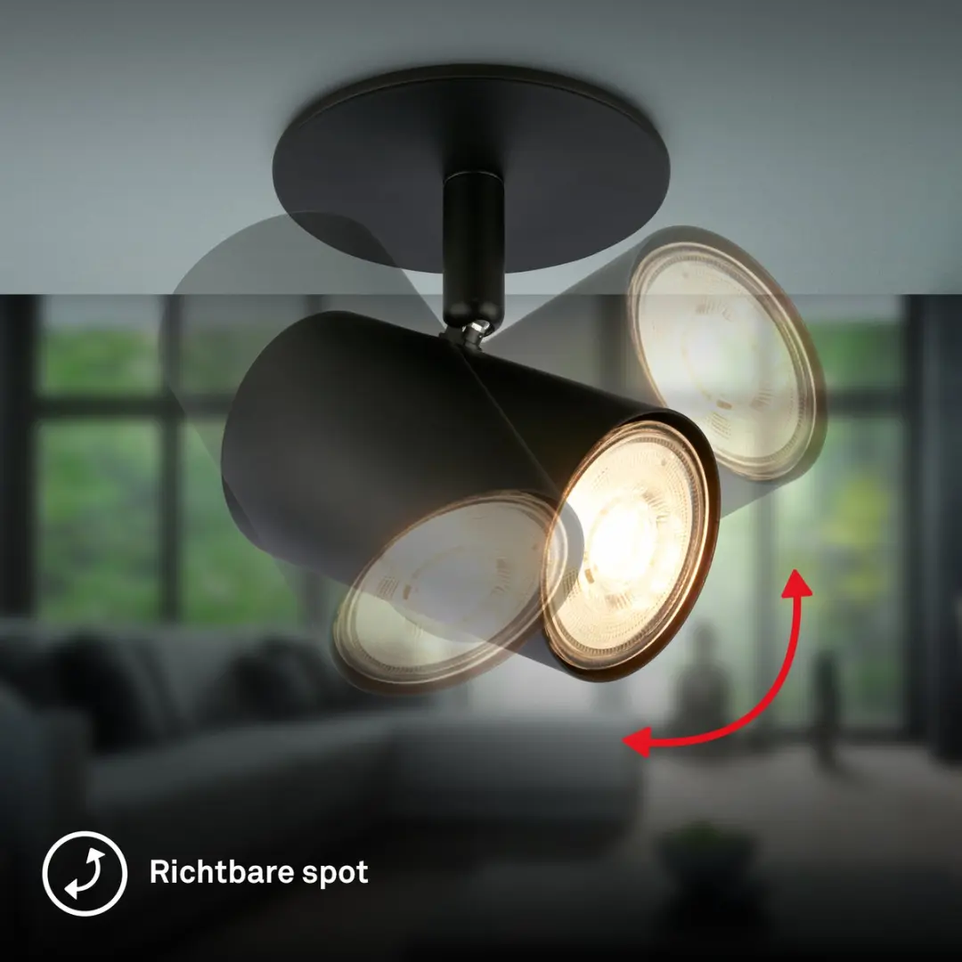Briloner Alan Plafondspot GU10 - ∅8.5cm - Zwart