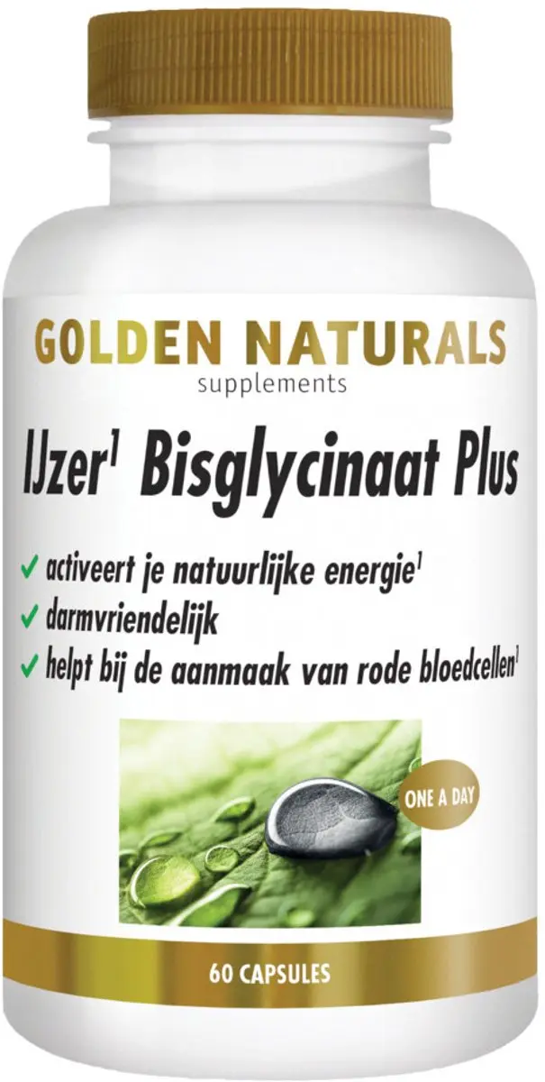 Golden Naturals IJzer Bisglycinaat Plus 120 Vegacapsules - 2x60