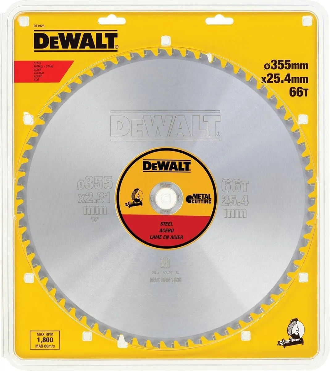 DeWalt DT1926-QZ Cirkelzaagblad Staal 355mm 66T - afbeelding 2 van 2