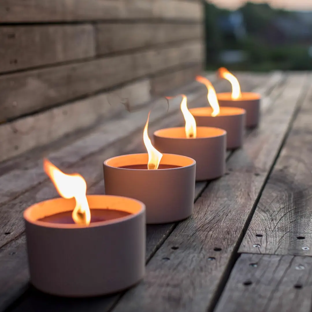 Spaas Urban Flame Buitenkaars Cementlook - 15 Branduren - Grijs - 4 Stuks