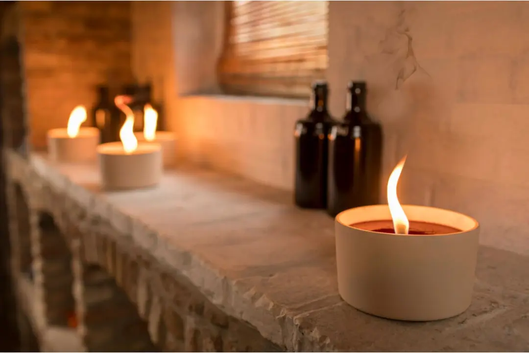 Spaas Urban Flame Buitenkaars Cementlook - 15 Branduren - Grijs - 4 Stuks