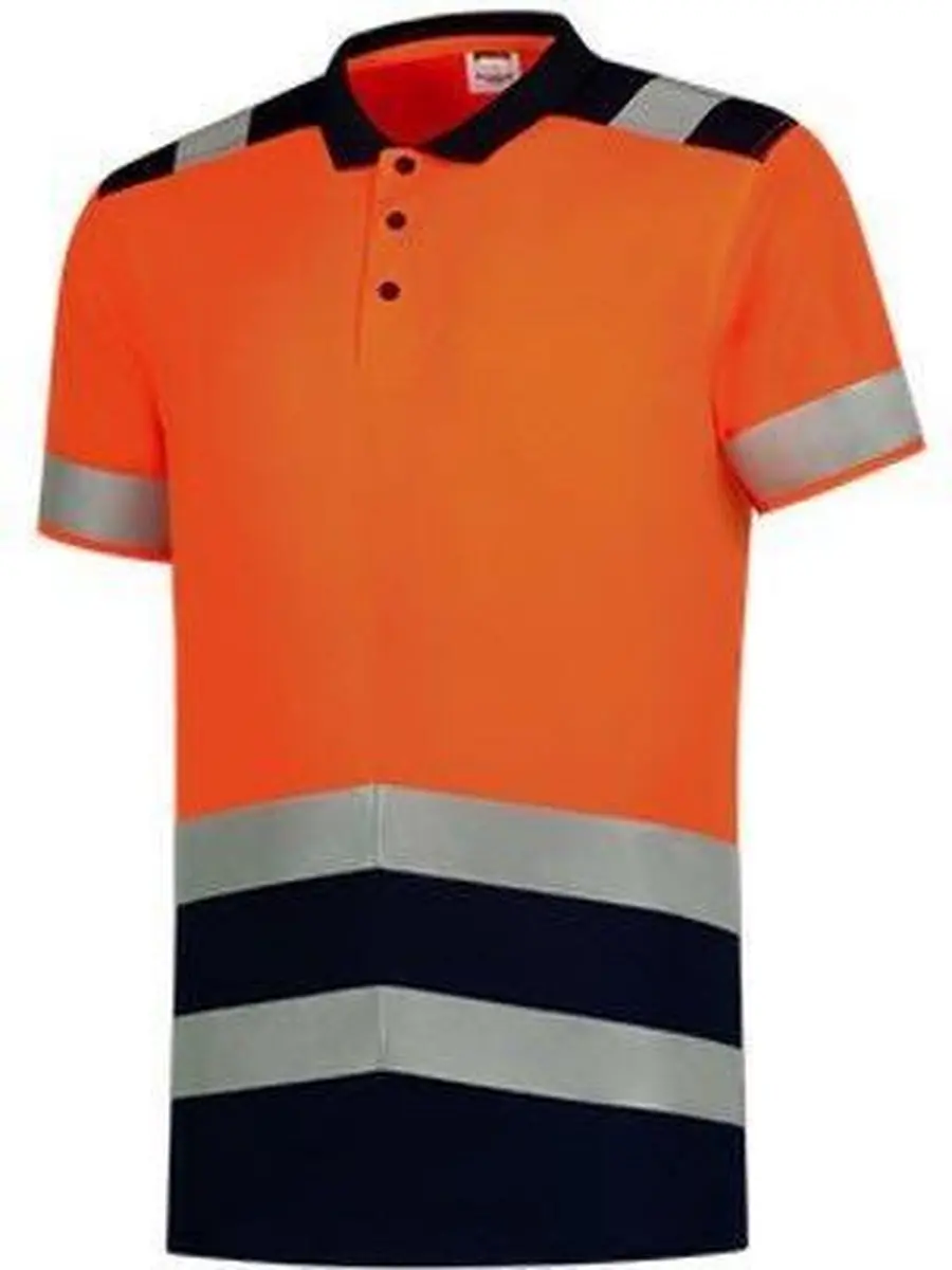 Tricorp 203007 Poloshirt High Vis Bicolor - Fluo Oranje/Inkt - S