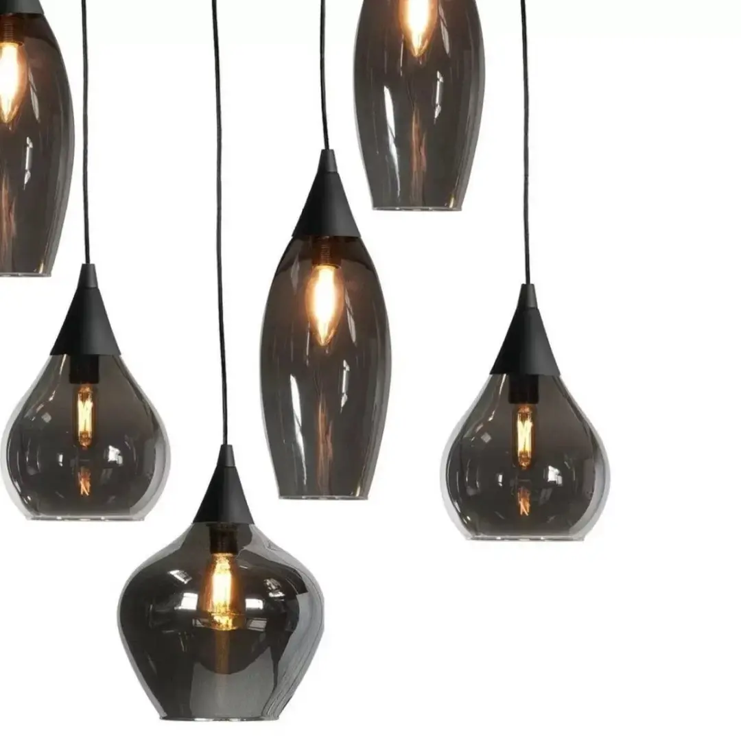 HighLight Cambio Hanglamp 8 Lichts - Zwart/Smoke