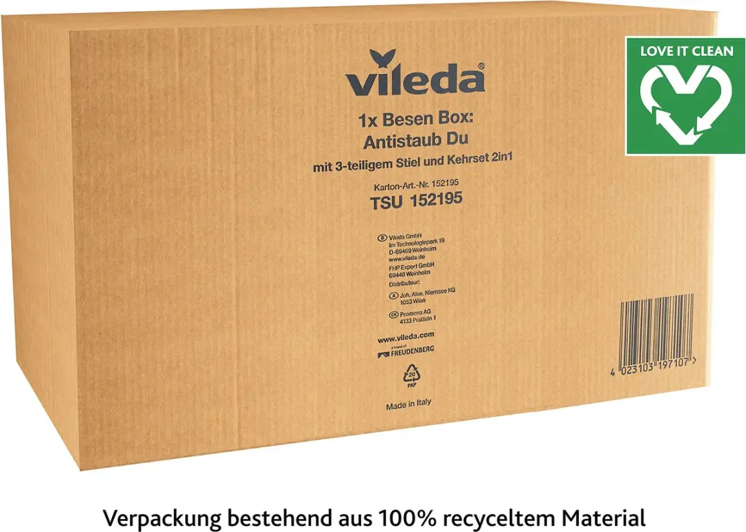 Vileda DuActiva Bezem 3-delig - 2-in-1 Veegset - Stofvrij