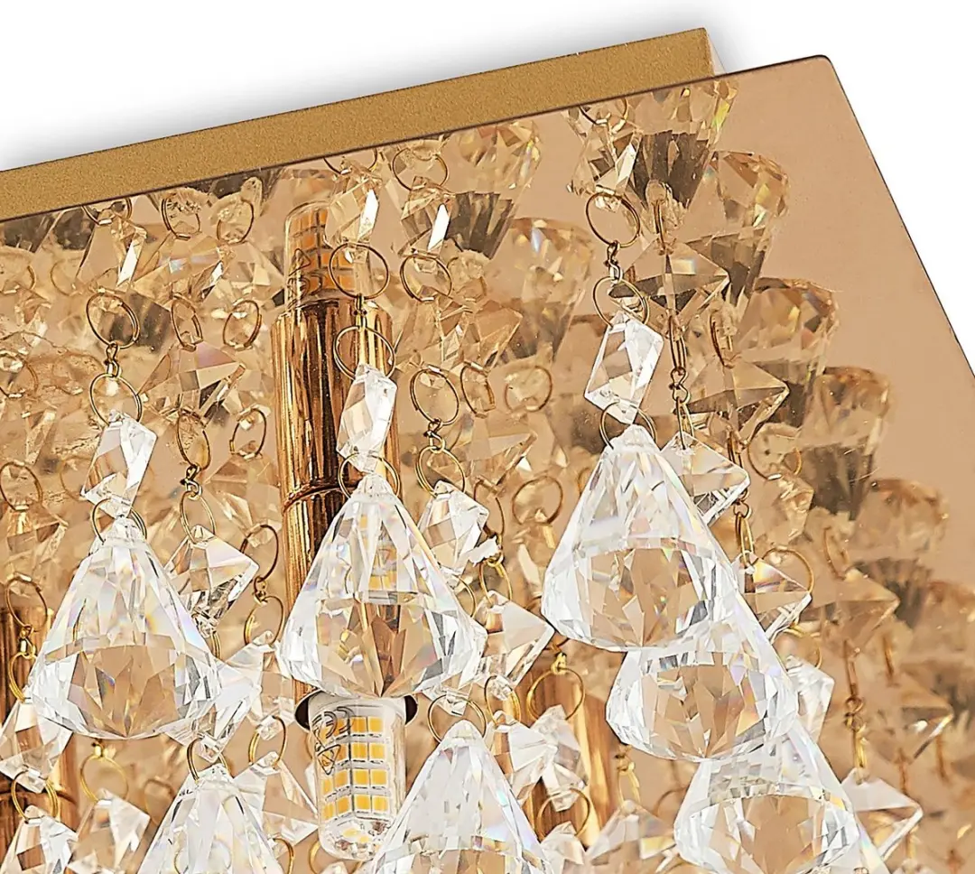 Lindby Plafondlamp K9 Kristal 12xG9 - 24,5cm - Goud/Transparant
