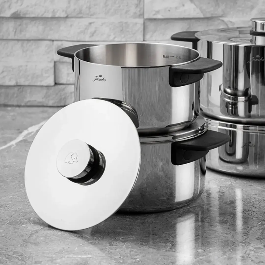 Jumbo Infinity 8-delige 3-laags RVS Pannenset - Inductie - Zilver
