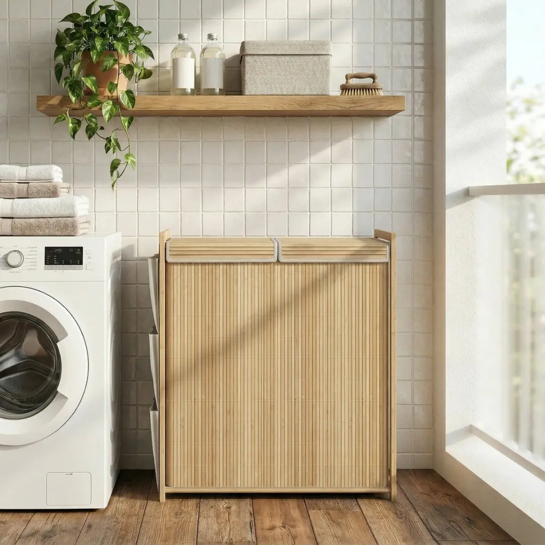 Homcom Wasmand Bamboe - 63L x 33B x 78H cm