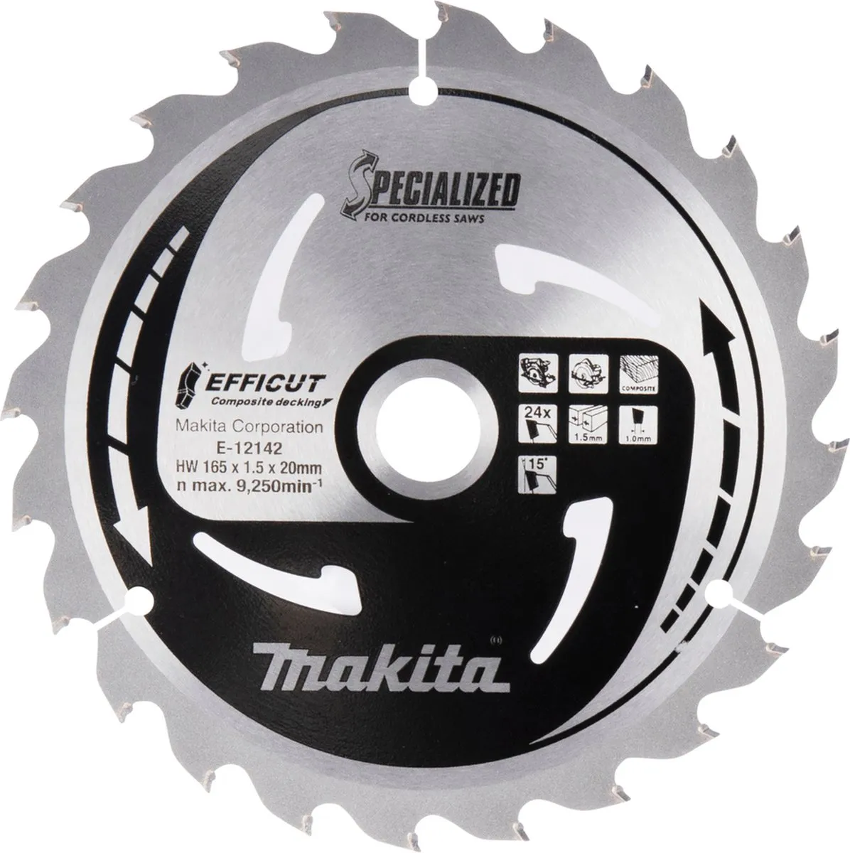 Makita E-12142 Cirkelzaagblad WPC 165mm 24T