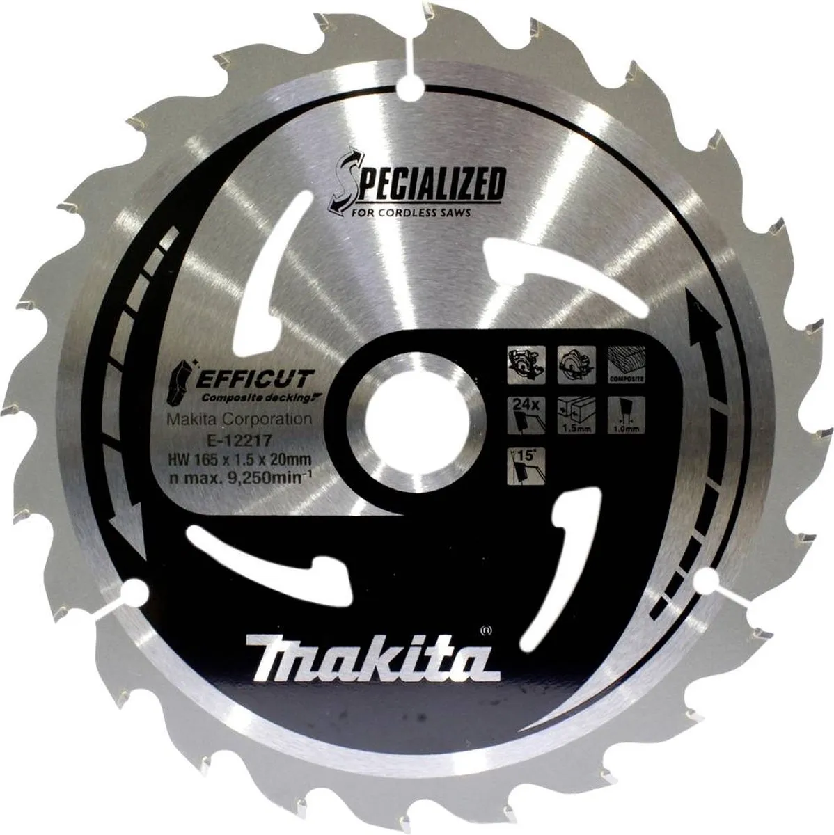 Makita E-12142 Cirkelzaagblad WPC 165mm 24T - afbeelding 6 van 6