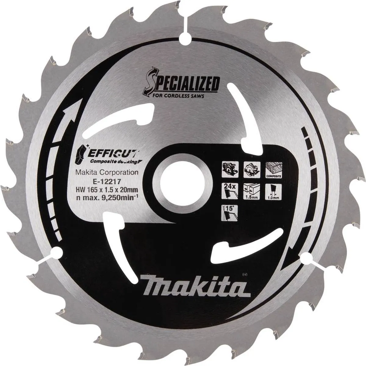 Makita E-12142 Cirkelzaagblad WPC 165mm 24T