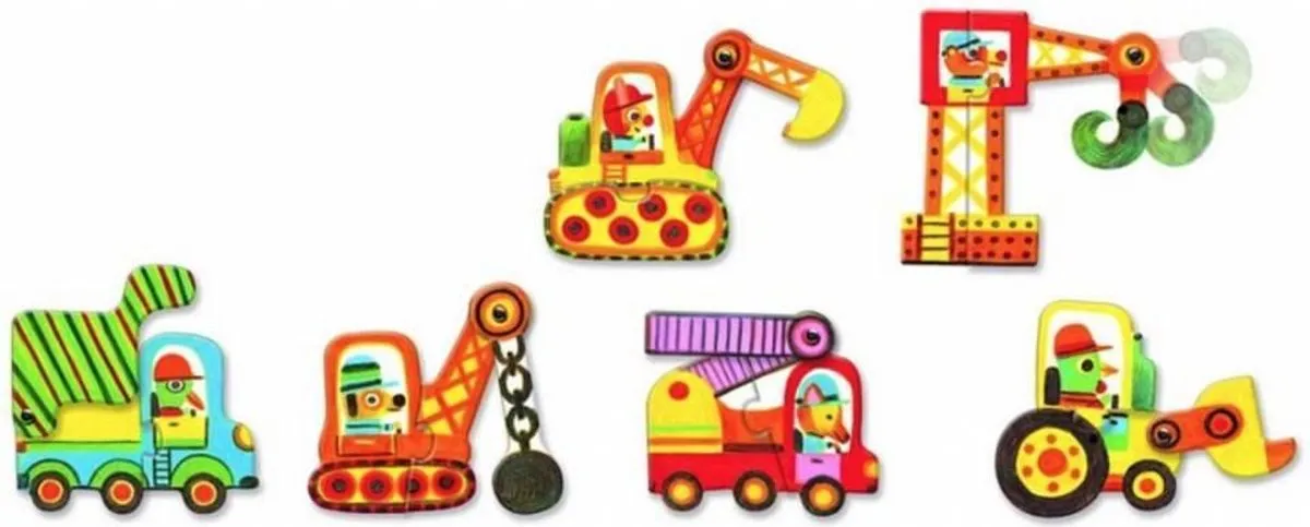 Djeco Puzzel Duo Bewegende Voertuigen - 2 Stuks - Multicolor - afbeelding 4 van 6