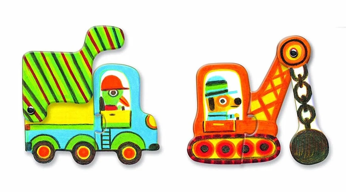 Djeco Puzzel Duo Bewegende Voertuigen - 2 Stuks - Multicolor - afbeelding 5 van 6
