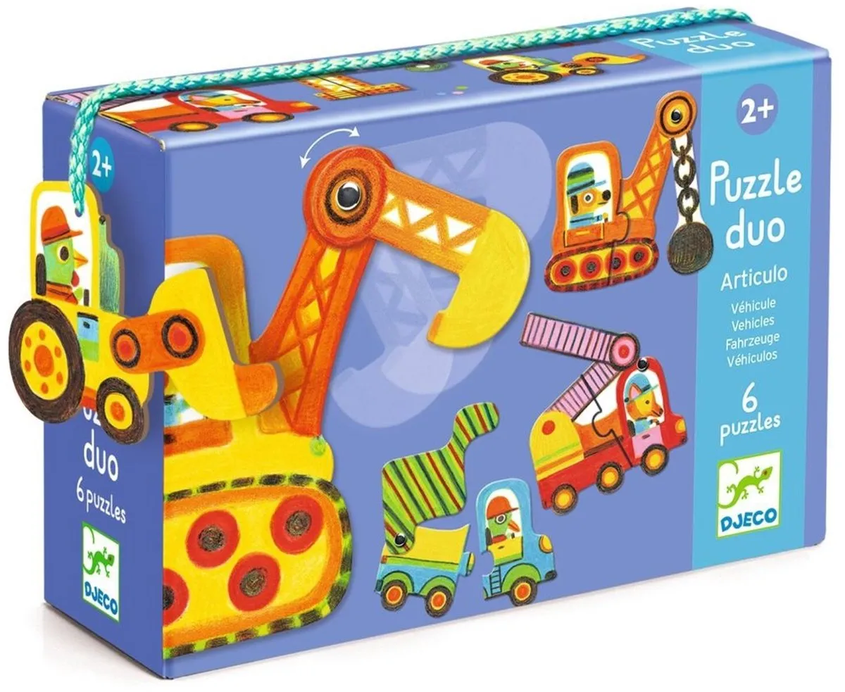 Djeco Puzzel Duo Bewegende Voertuigen - 2 Stuks - Multicolor - afbeelding 6 van 6
