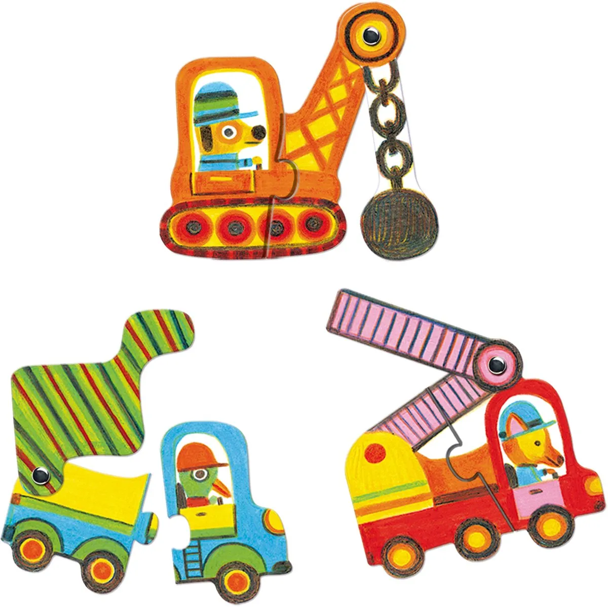 Djeco Puzzel Duo Bewegende Voertuigen - 2 Stuks - Multicolor - afbeelding 2 van 6
