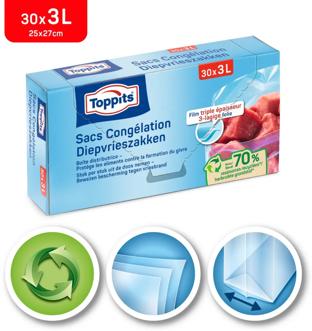 Toppits Diepvrieszakjes 3L - 30 Stuks