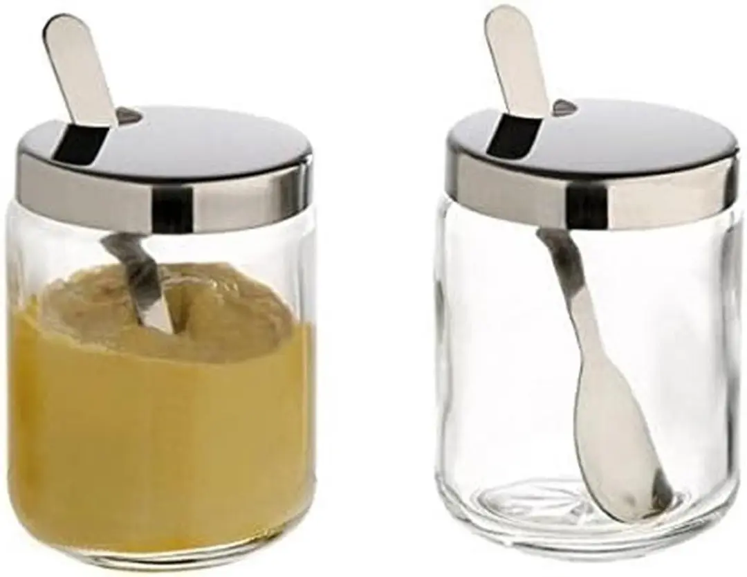 APS Mosterdpotjes Set 2 Stuks - Glas met RVS deksel