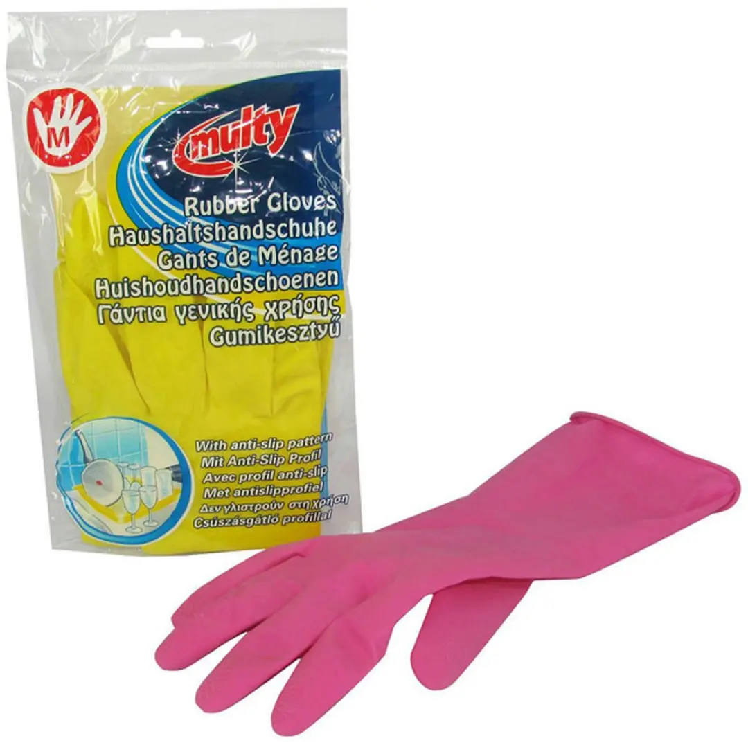 Multy Huishoud Handschoen Latex M - 96 Stuks - Geel