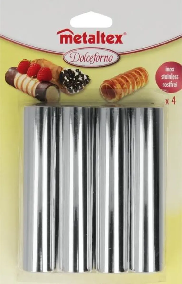 Metaltex Cannolivormen Dolceforno Rvs 2,5x12,5cm - 4 Stuks