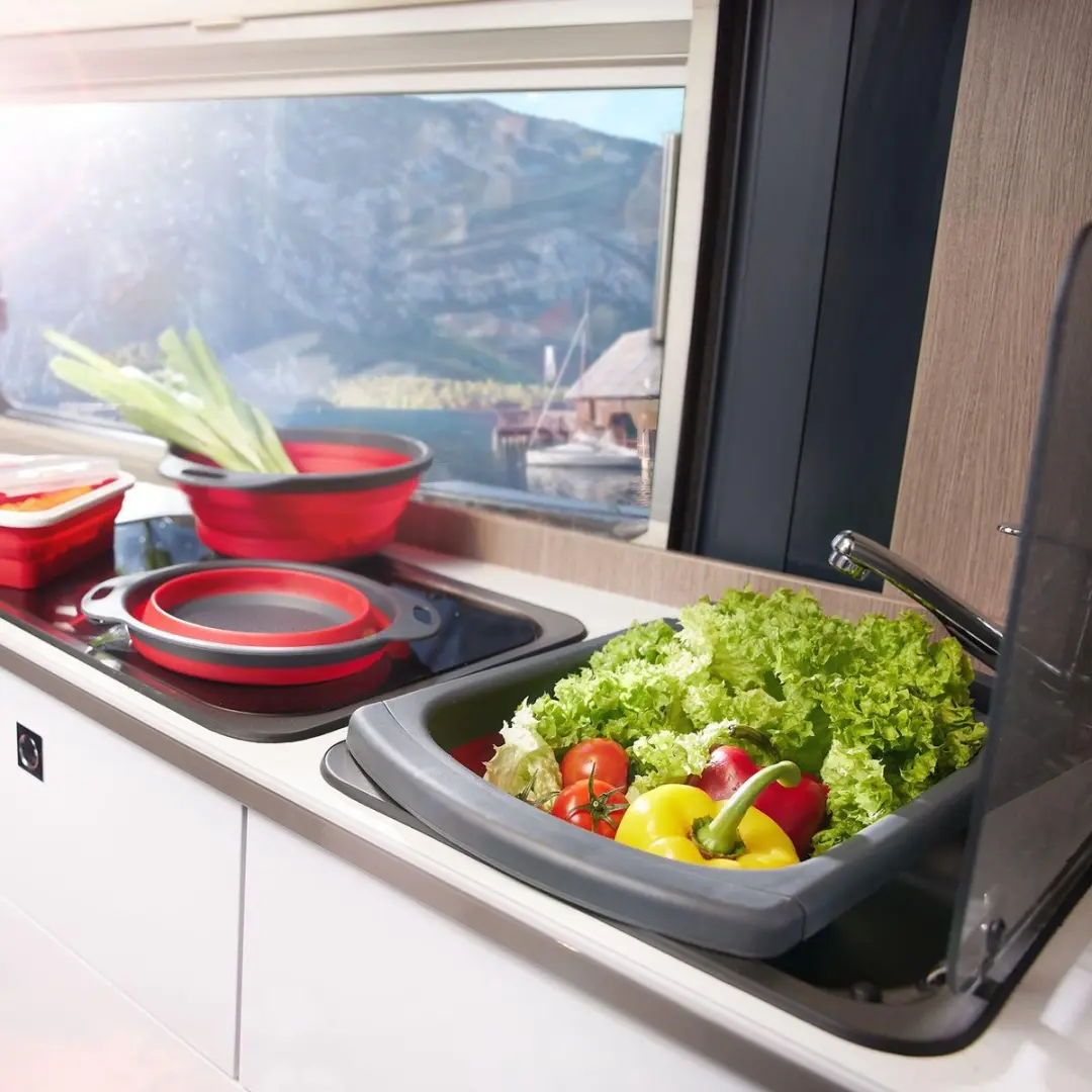 Westmark Opvouwbare Vergietset 2-delig - Ø22cm & 18,5cm - Antraciet/Rood - afbeelding 6 van 6