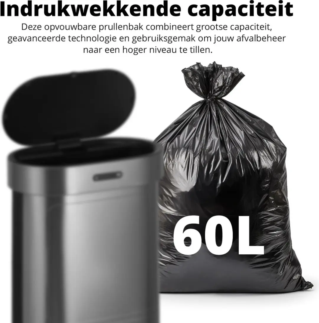 FlinQ Sensor Bin 60L Prullenbak - Titanium