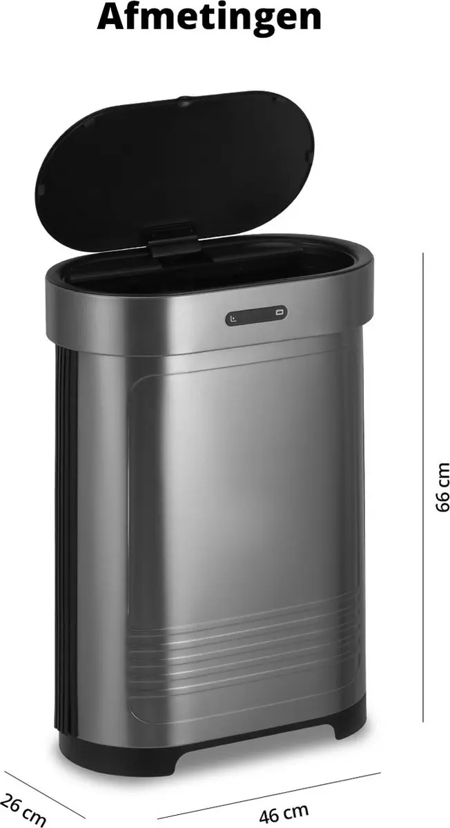 FlinQ Sensor Bin 60L Prullenbak - Titanium
