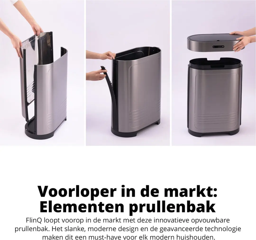 FlinQ Sensor Bin 60L Prullenbak - Titanium